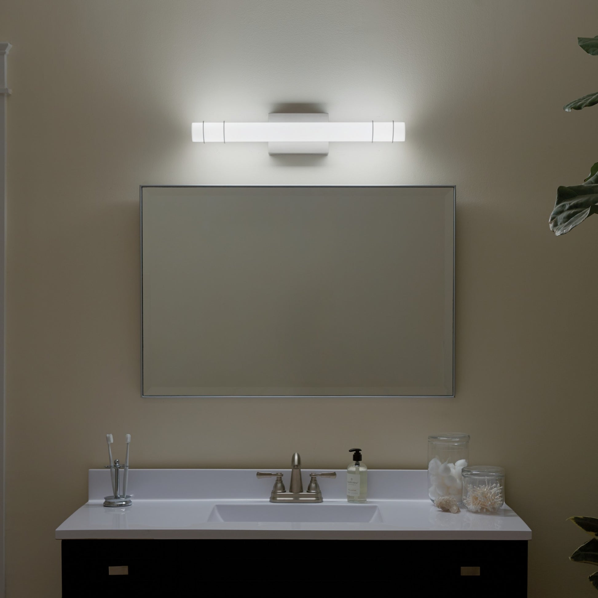 Korona 25" LED Linear Bath Vanity, Brushed Nickel Finish - Bees Lighting