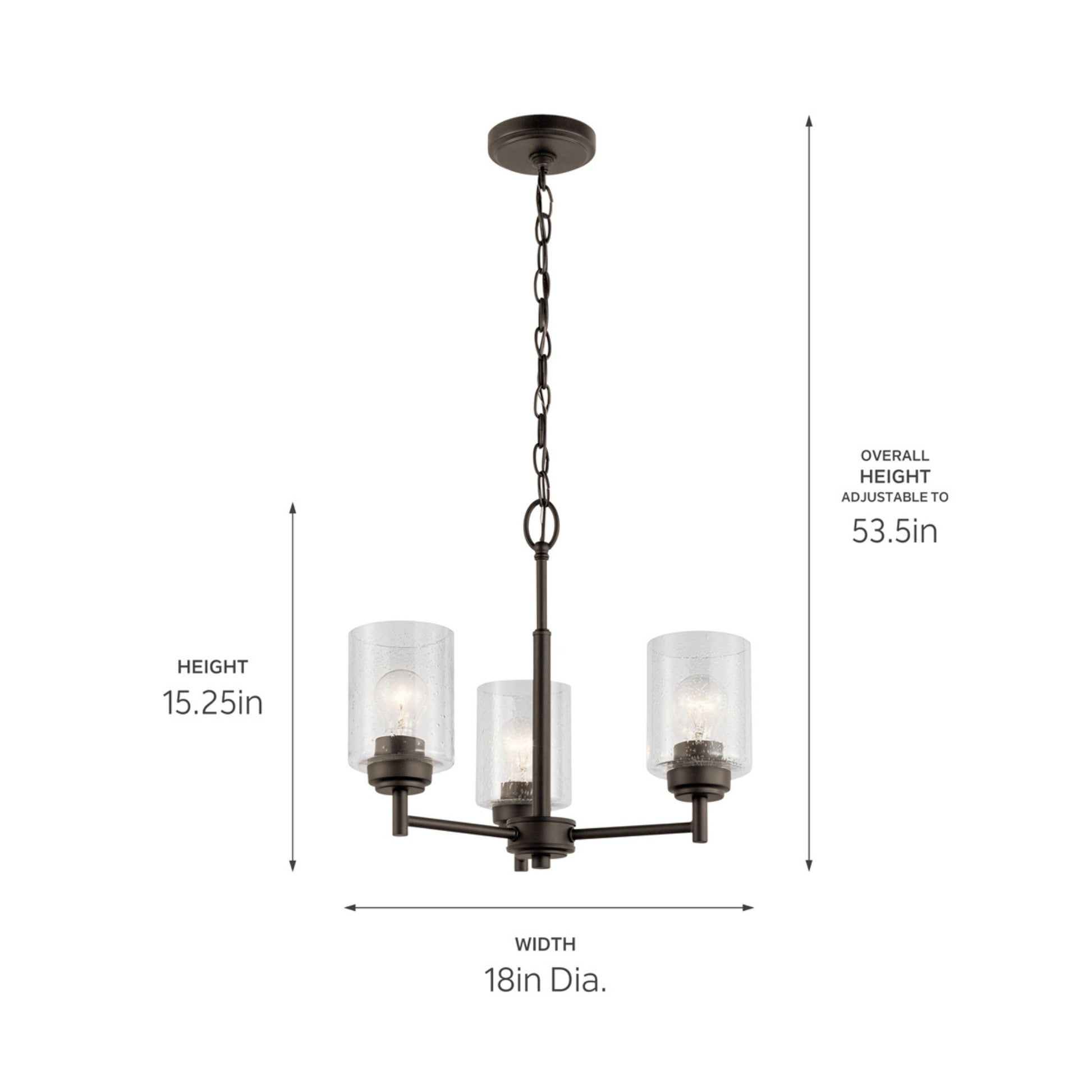 Winslow 18" 3-Light Mini Chandelier, Olde Bronze Finish - Bees Lighting