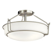 Alkire 17" 3-Light Semi-Flush Mount, Brushed Nickel Finish - Bees Lighting