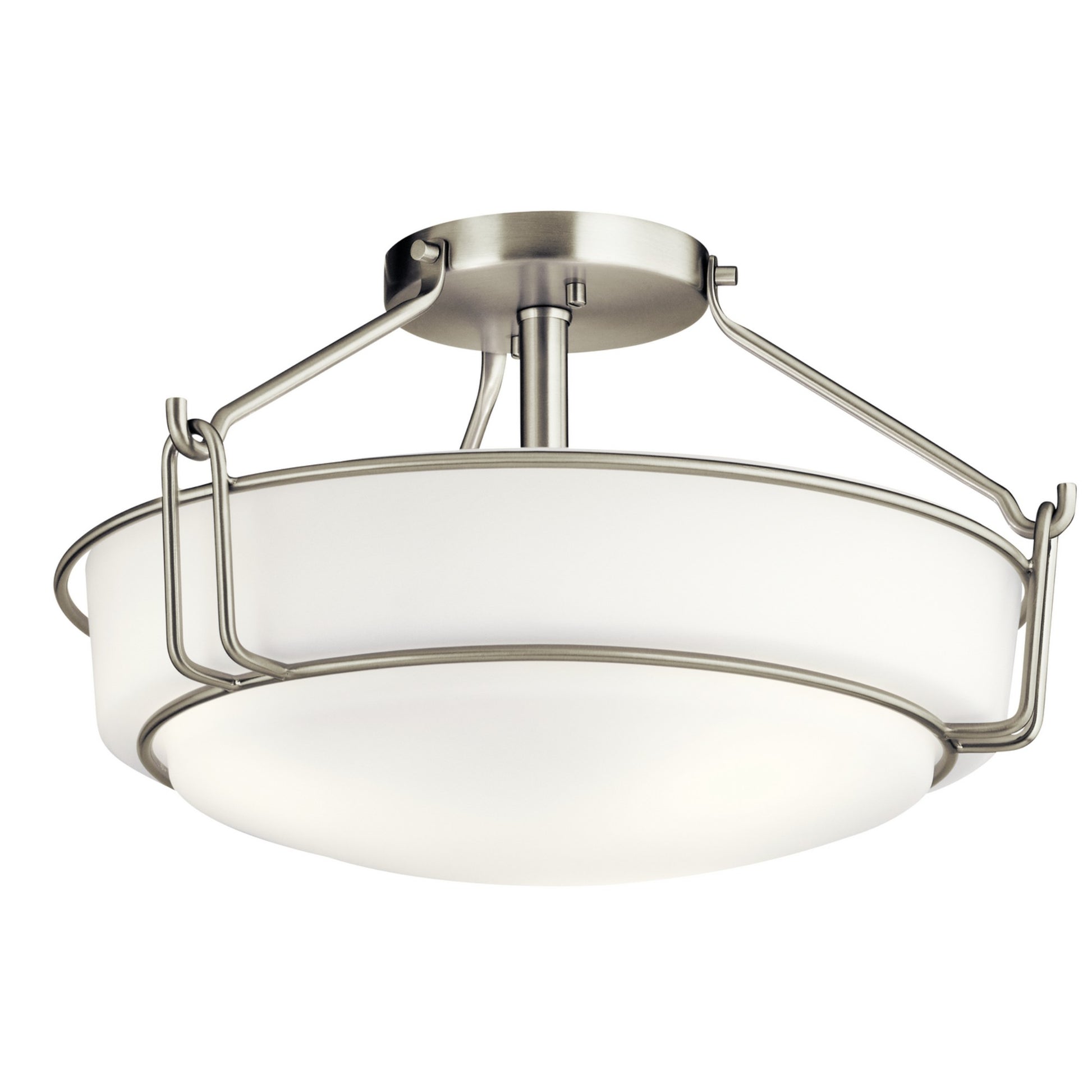 Alkire 17" 3-Light Semi-Flush Mount, Brushed Nickel Finish - Bees Lighting