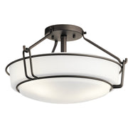 Alkire 17" 3-Light Semi-Flush Mount, Olde Bronze Finish - Bees Lighting