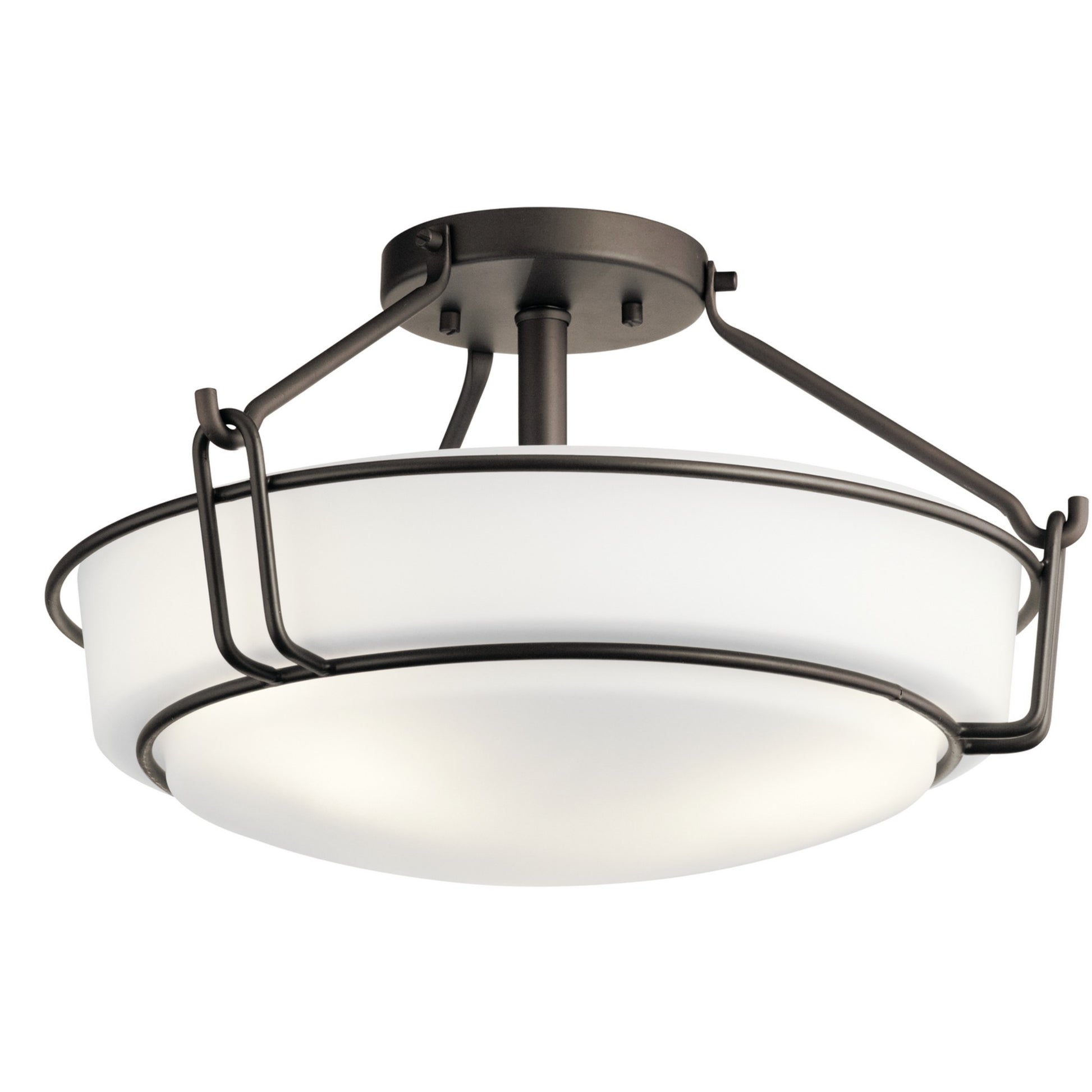 Alkire 17" 3-Light Semi-Flush Mount, Olde Bronze Finish - Bees Lighting