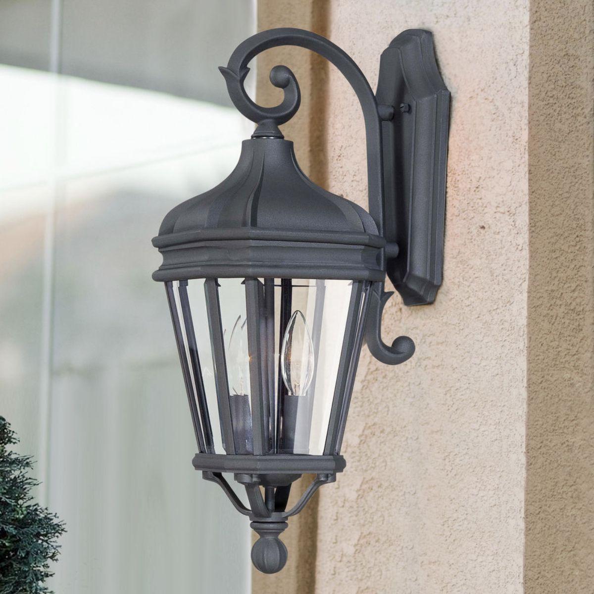 Harrison 28 in. 2 Lights Outdoor Wall Lantern Black Finish - Bees Lighting