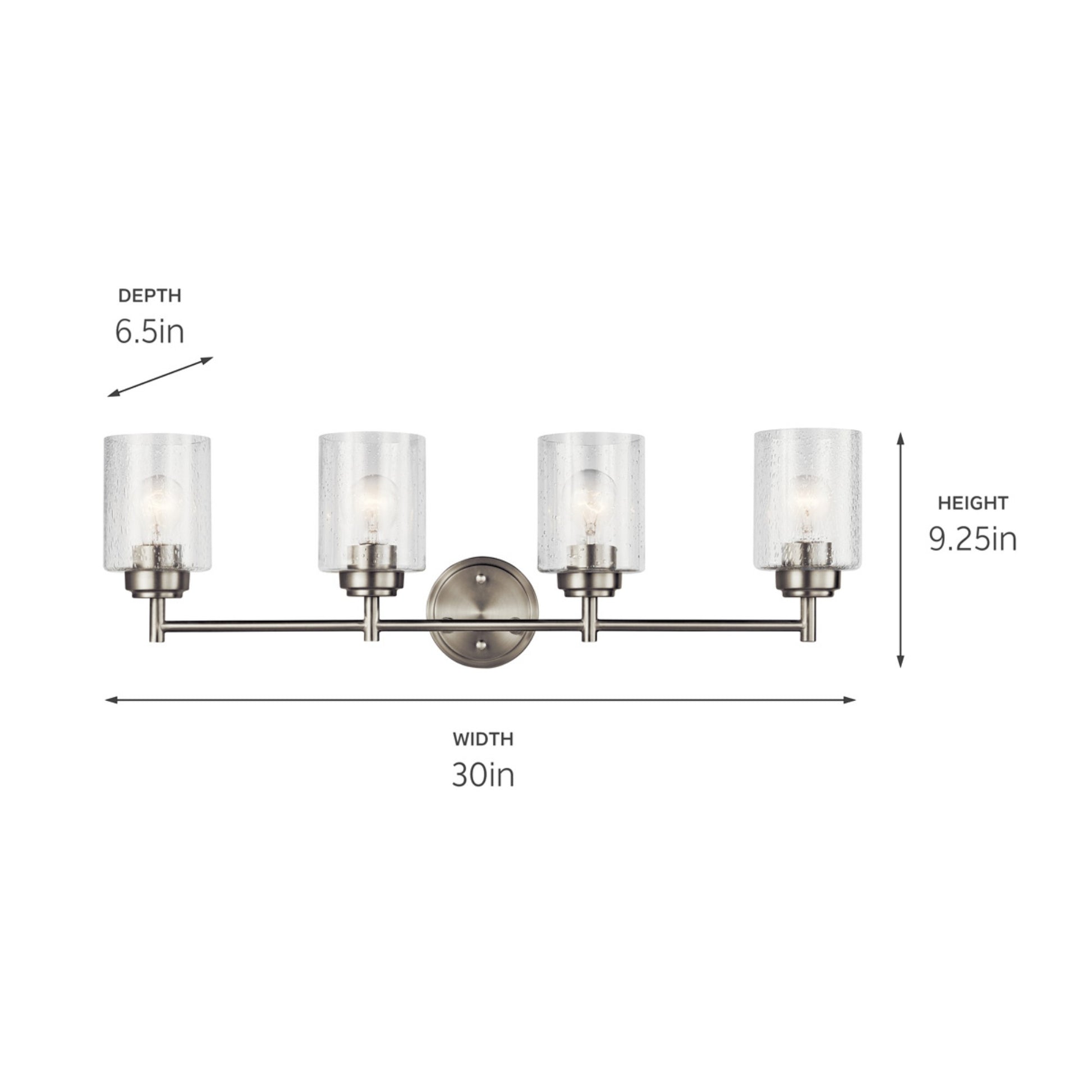 Winslow 30" 4-Light Bath Vanity Light, Brushed Nickel Finish - Bees Lighting