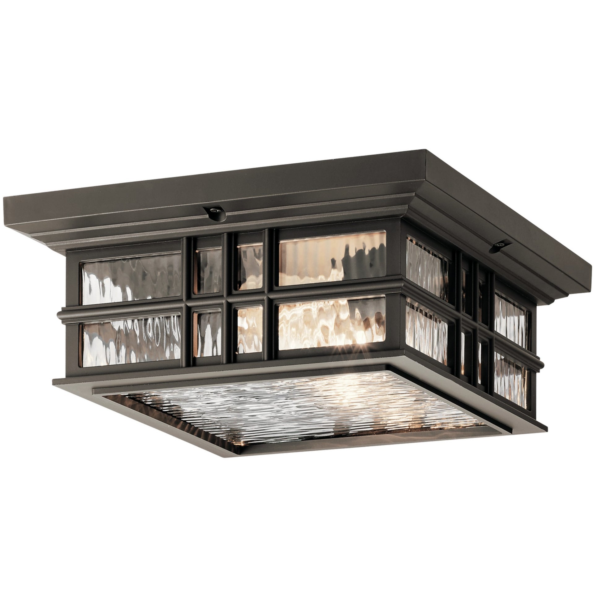 Beacon Square 12" 2-Light Outdoor Ceiling Light, Olde Bronze Finish - Bees Lighting