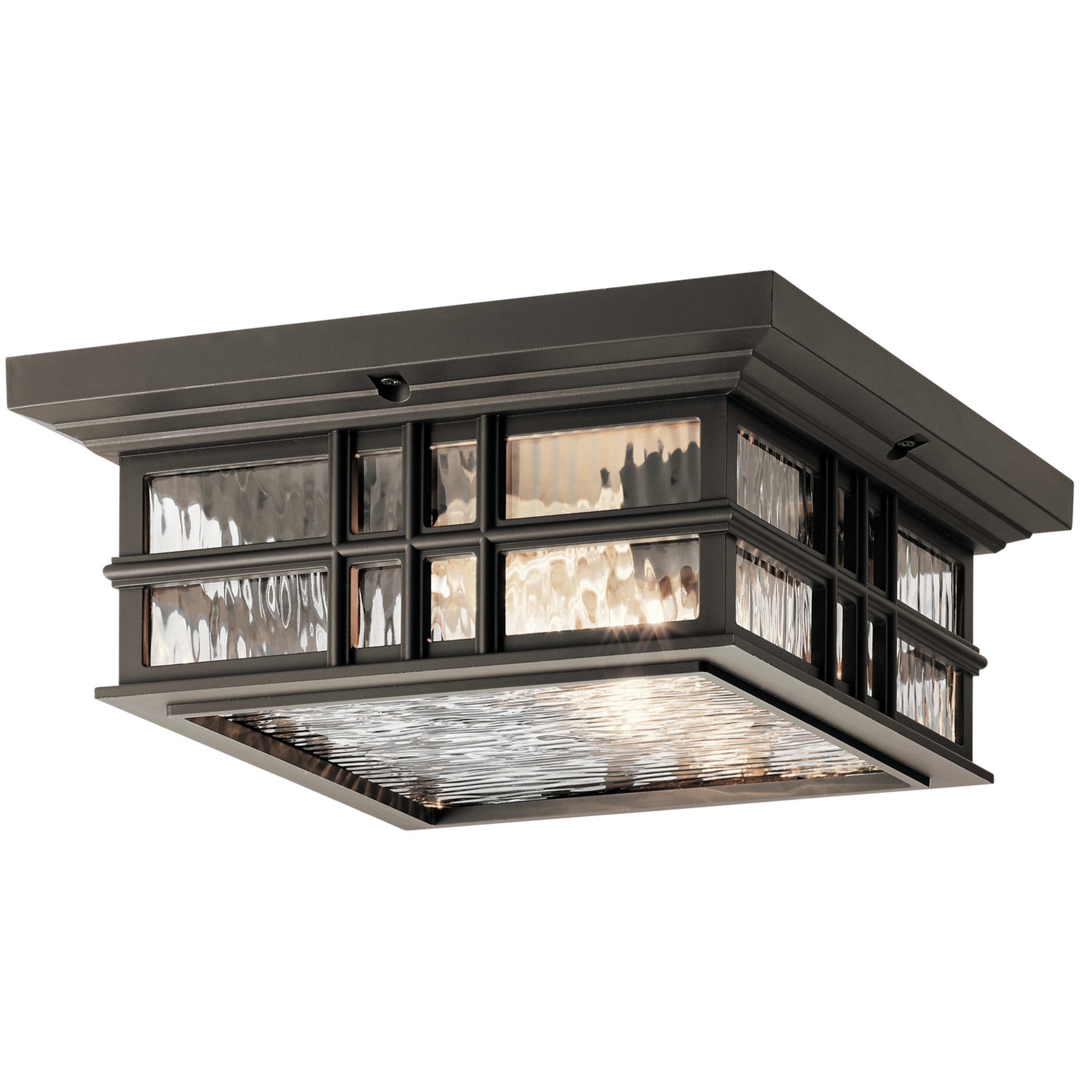 Beacon Square 12" 2-Light Outdoor Ceiling Light, Olde Bronze Finish - Bees Lighting