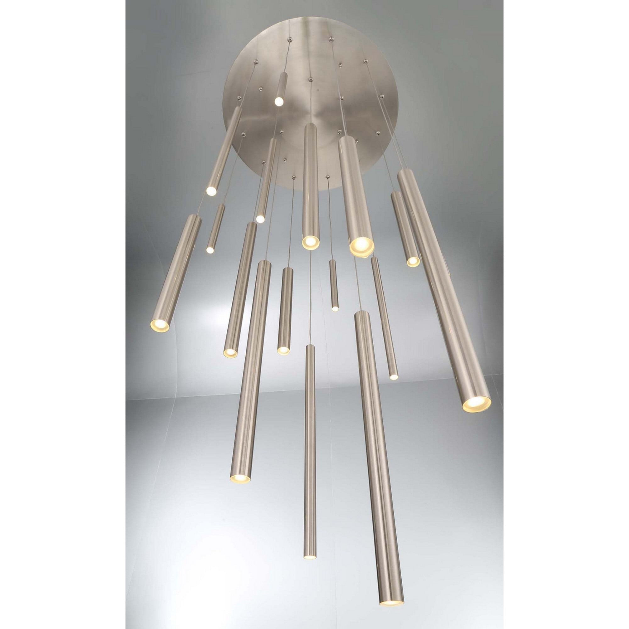 Santana 18-Light 24" LED Multi Drop Chandelier, Satin Nickel Finish - Bees Lighting