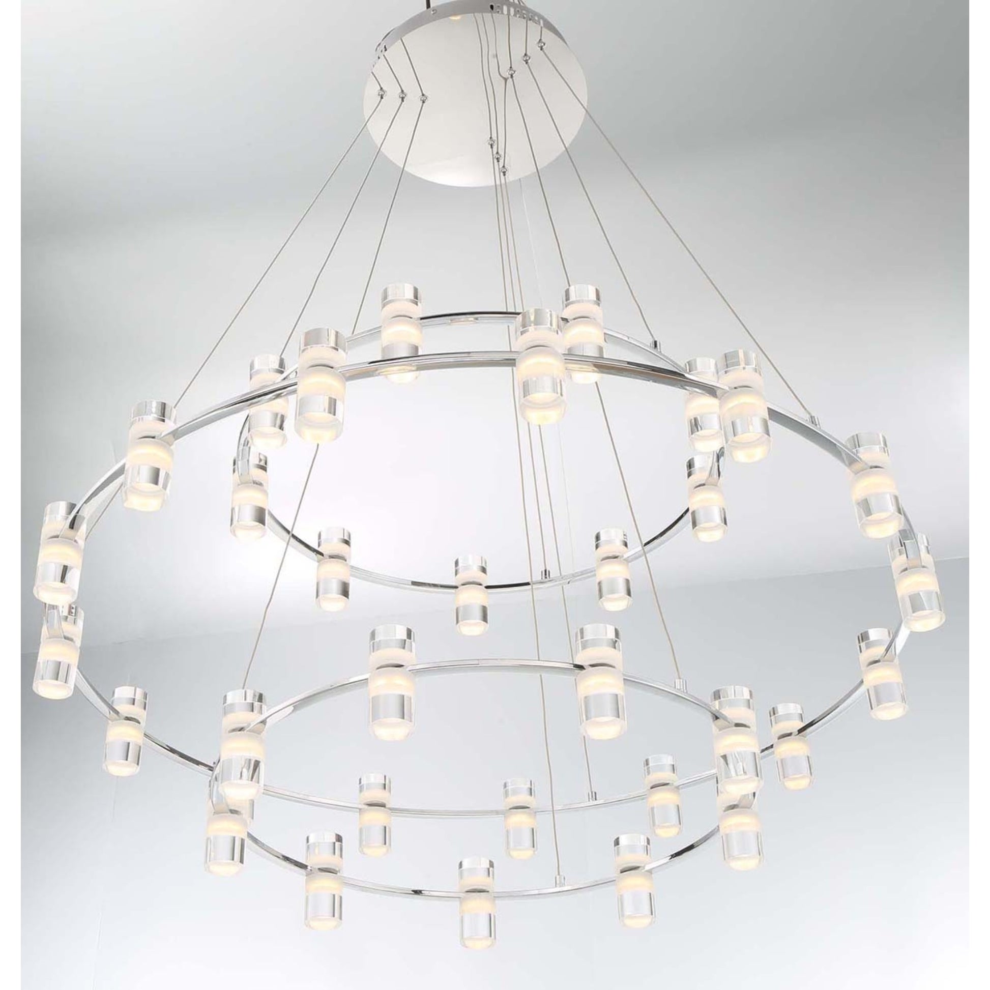 Netto 3-Tiers 33-Light 41" LED Grand Chandelier, Chrome Finish - Bees Lighting