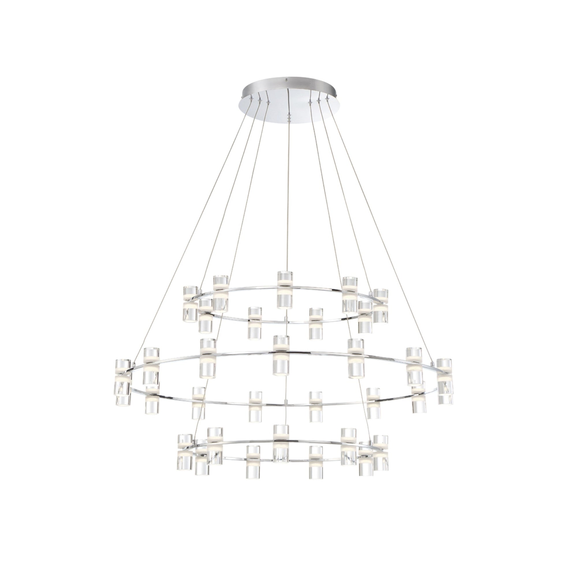 Netto 3-Tiers 33-Light 41" LED Grand Chandelier, Chrome Finish - Bees Lighting