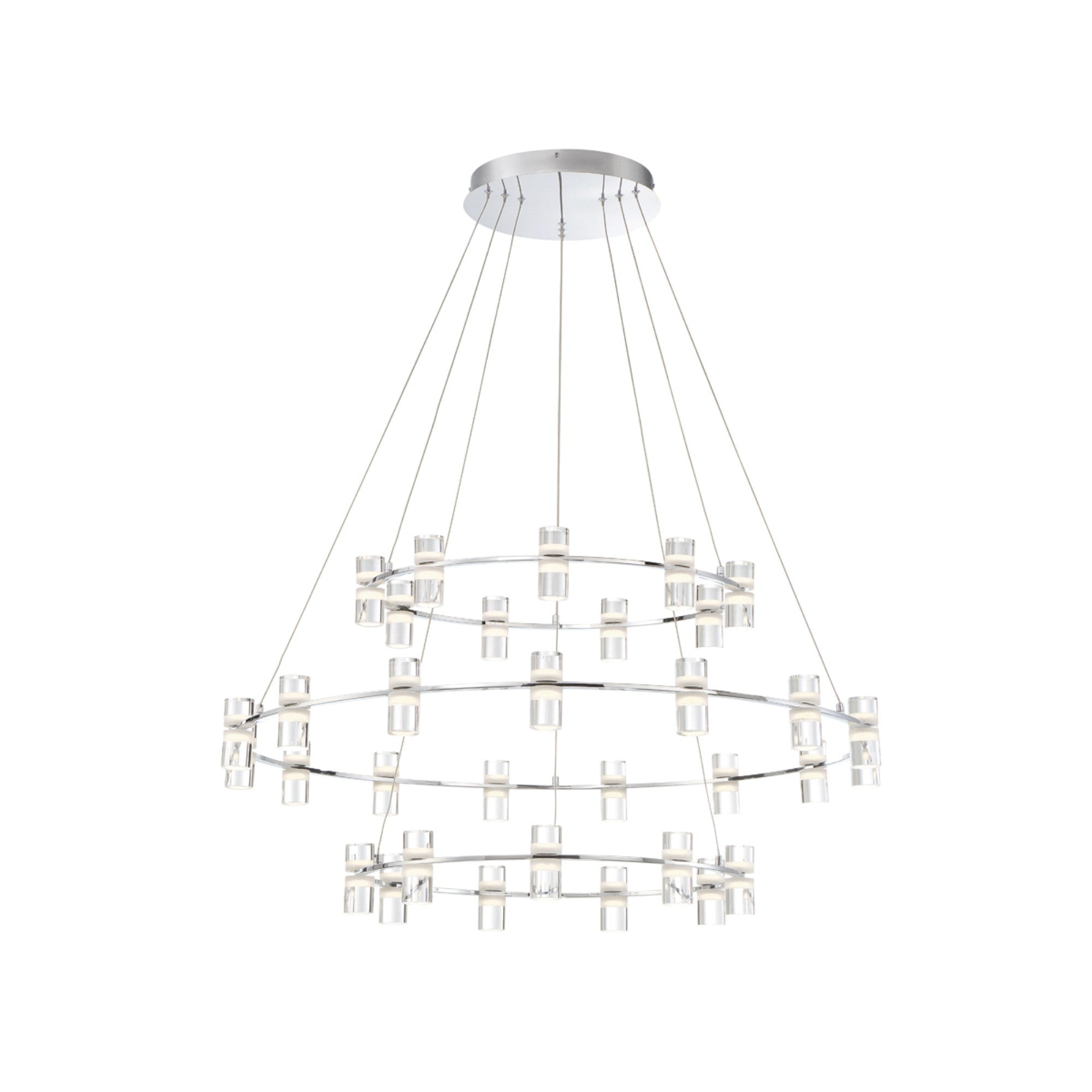 Netto 3-Tiers 33-Light 41" LED Grand Chandelier, Chrome Finish - Bees Lighting