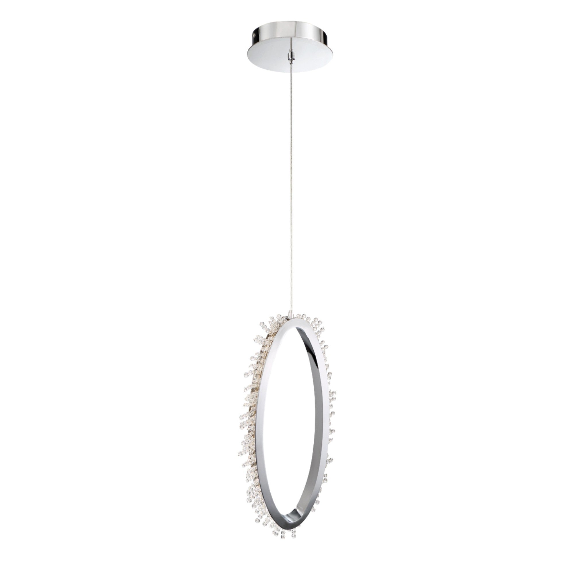 Scoppia 23" LED Pendant, Chrome Finish with Crystals - Bees Lighting