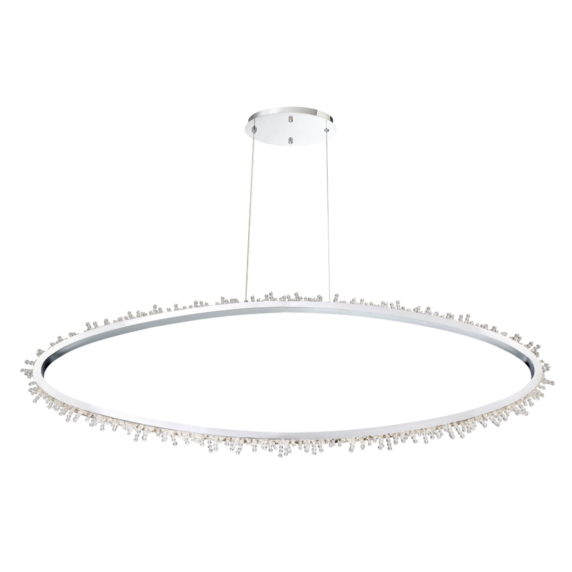 Scoppia 52" LED Linear Chandelier, Chrome Finish with Crystals - Bees Lighting