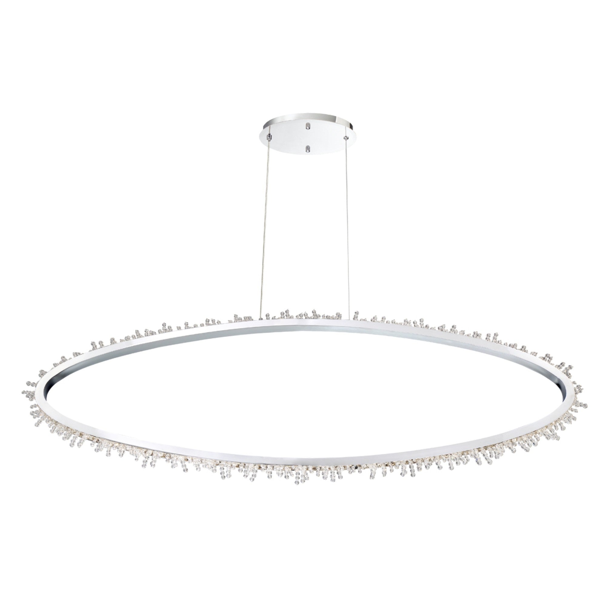 Scoppia 52" LED Linear Chandelier, Chrome Finish with Crystals - Bees Lighting