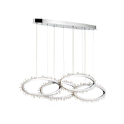 Scoppia 4-Light 51" LED Multi Drop Chandelier, Chrome Finish with Crystals - Bees Lighting