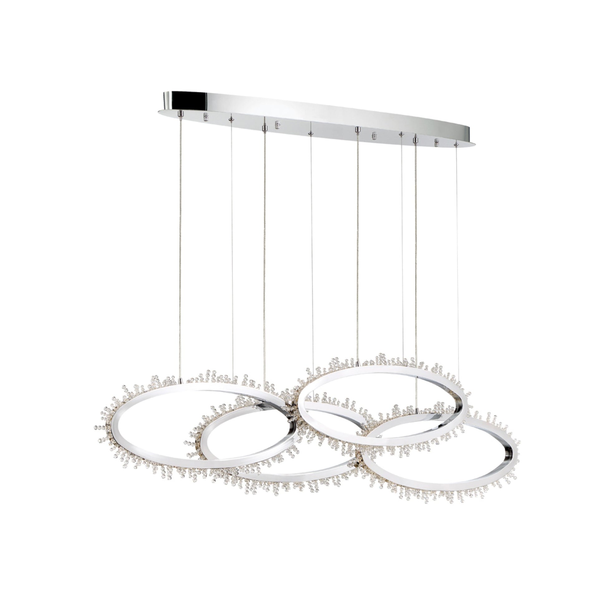 Scoppia 4-Light 51" LED Multi Drop Chandelier, Chrome Finish with Crystals - Bees Lighting