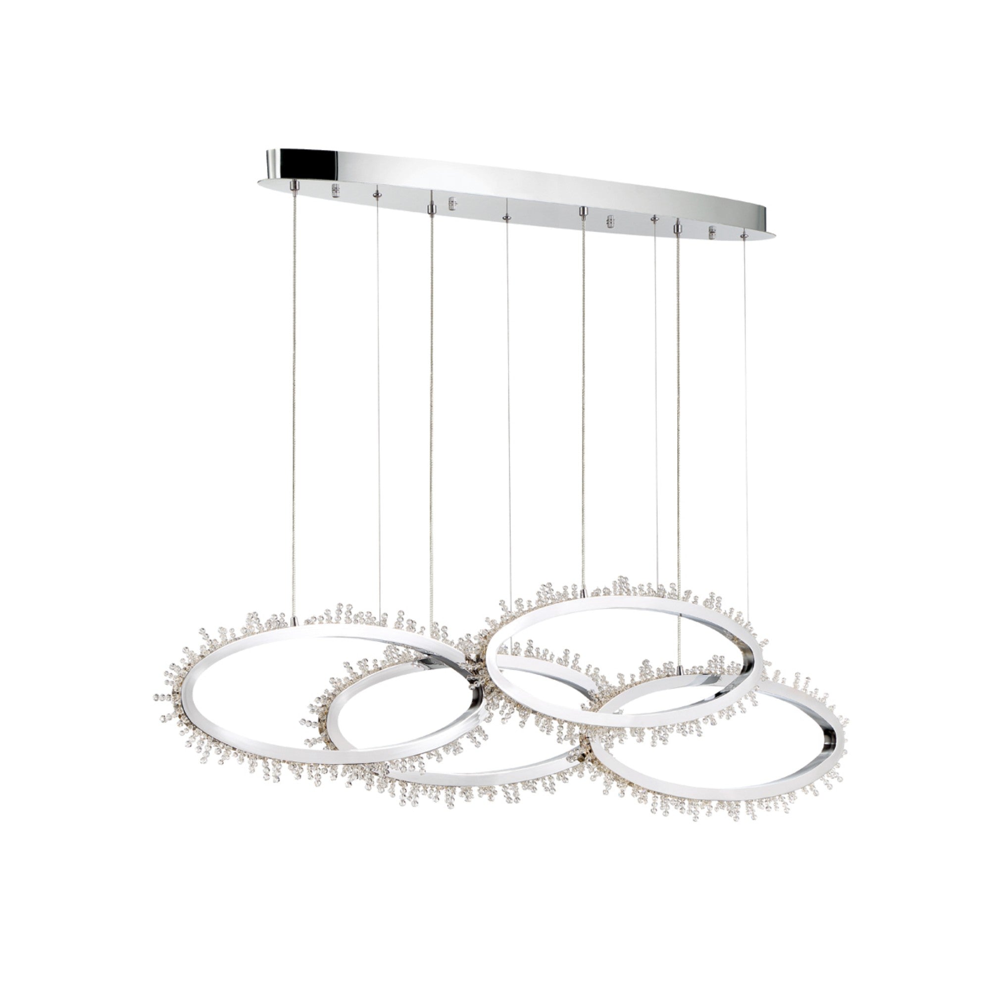 Scoppia 4-Light 51" LED Multi Drop Chandelier, Chrome Finish with Crystals - Bees Lighting