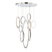 Scoppia 9-Light 53" LED Grand Chandelier, Chrome Finish with Crystals - Bees Lighting