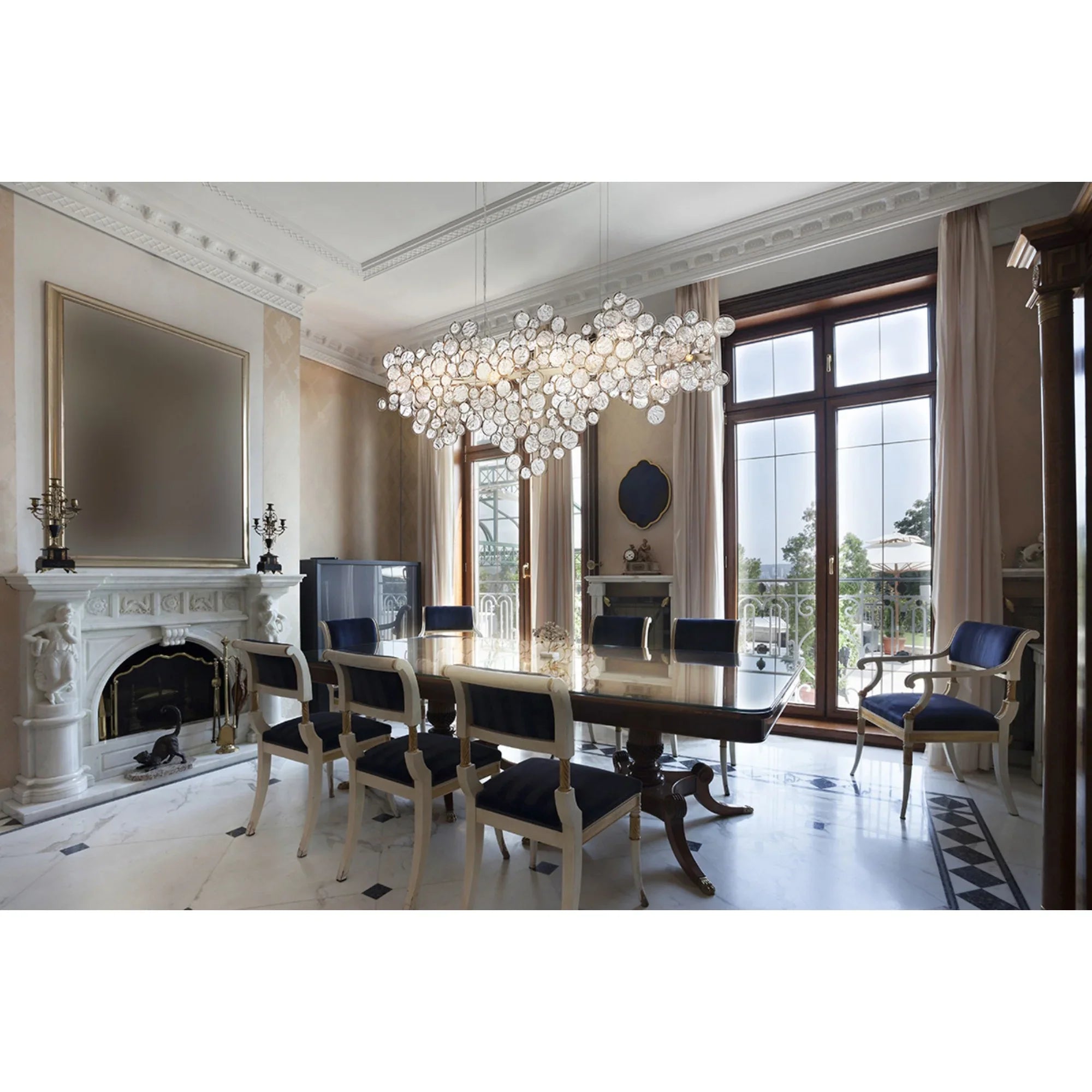 Trento 15-Light 56" Linear Chandelier, Chrome Finish - Bees Lighting