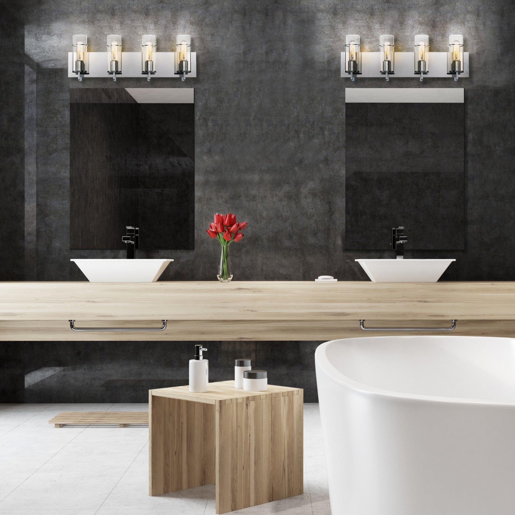Pista 4-Light 26" Vanity, Chrome Finish - Bees Lighting