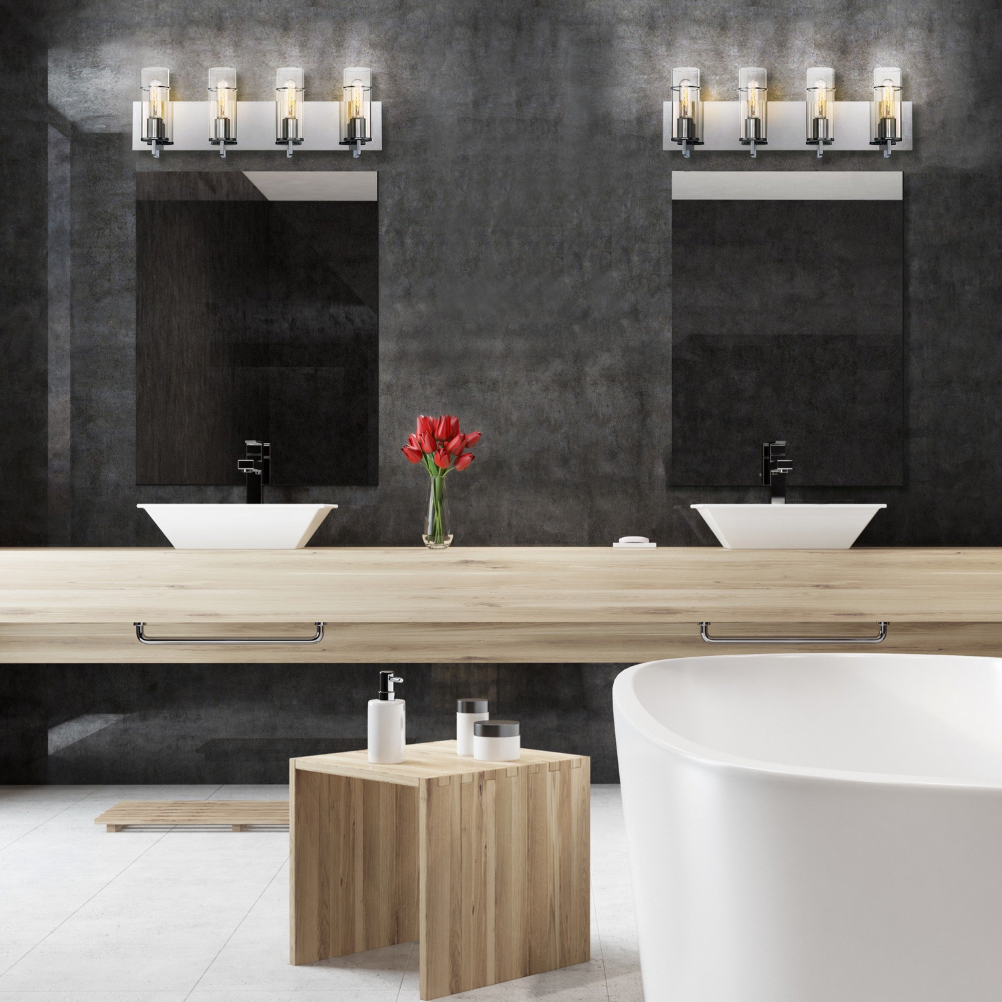 Pista 4-Light 26" Vanity, Chrome Finish - Bees Lighting
