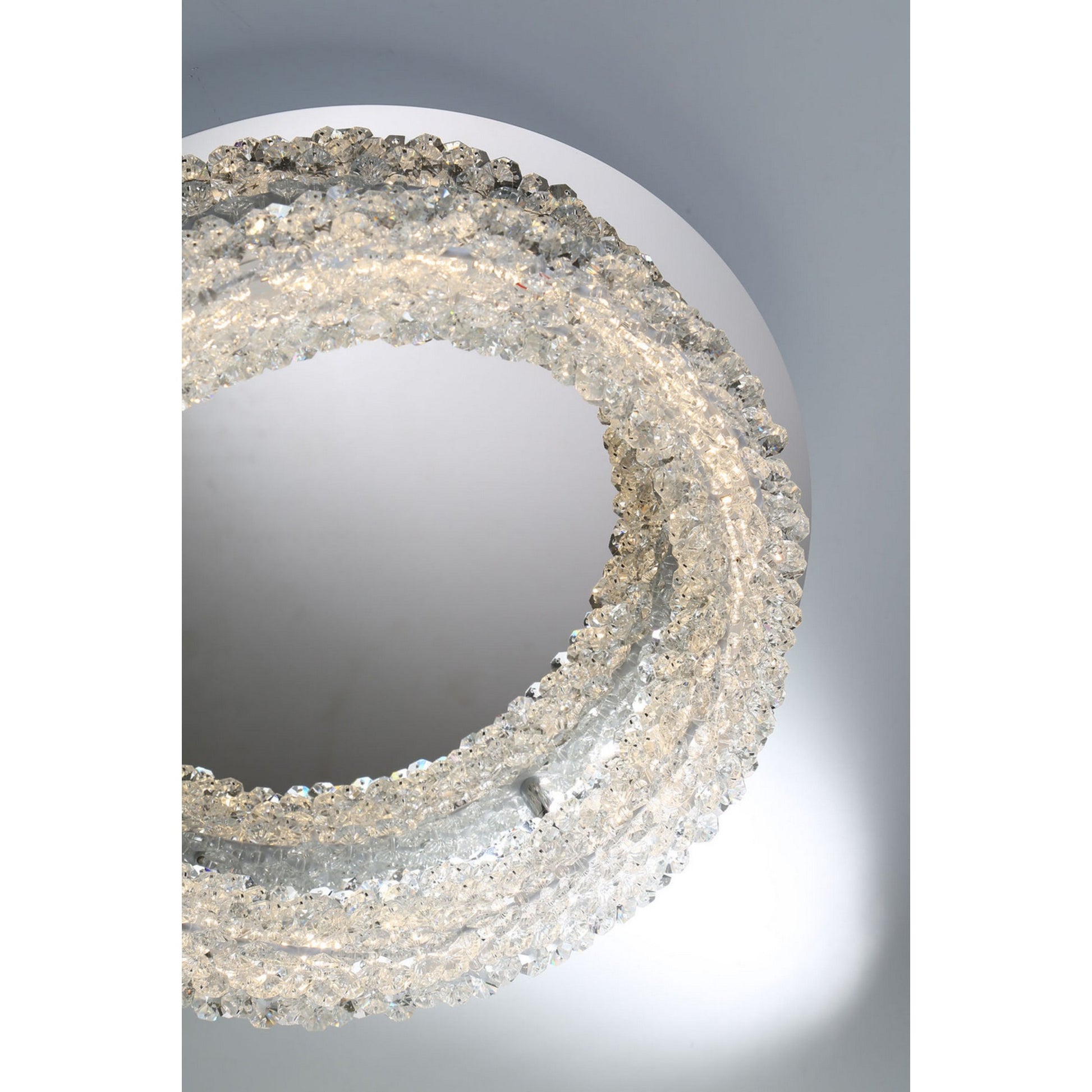 Sassi 15" LED Flush Mount with Crystals, Chrome Finish - Bees Lighting