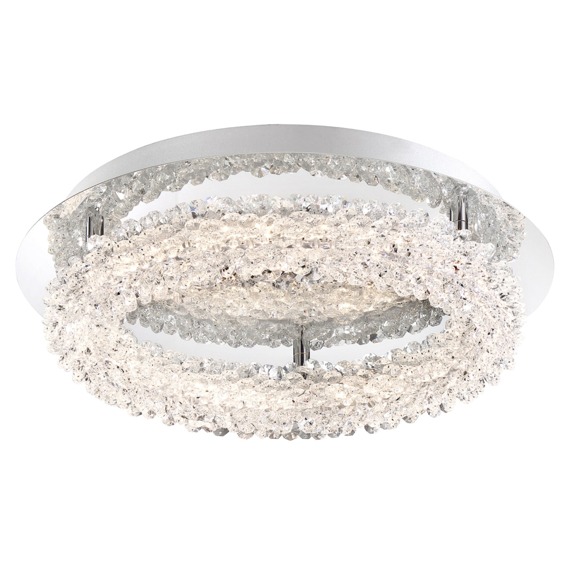 Sassi 15" LED Flush Mount with Crystals, Chrome Finish - Bees Lighting
