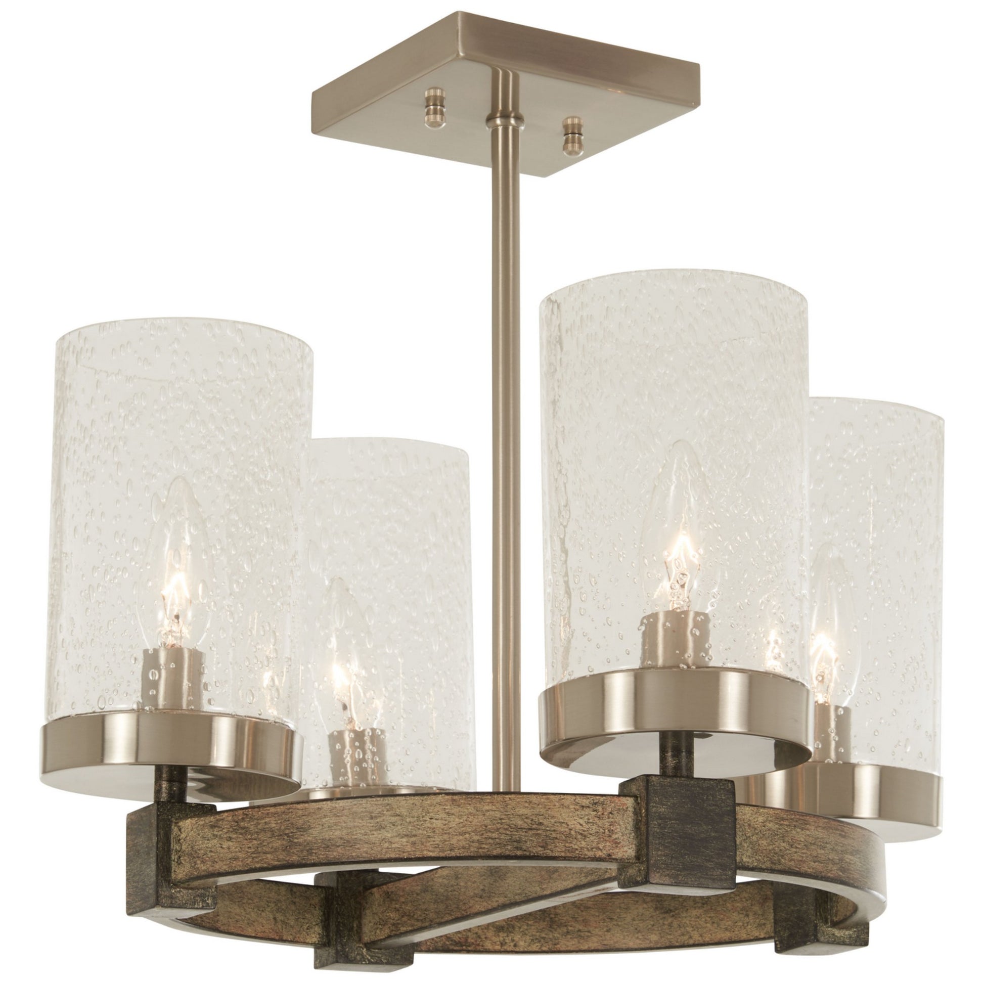 Bridlewood 16" 4-Light Semi-Flush Mount, Stone Grey & Brushed Nickel Finish - Bees Lighting