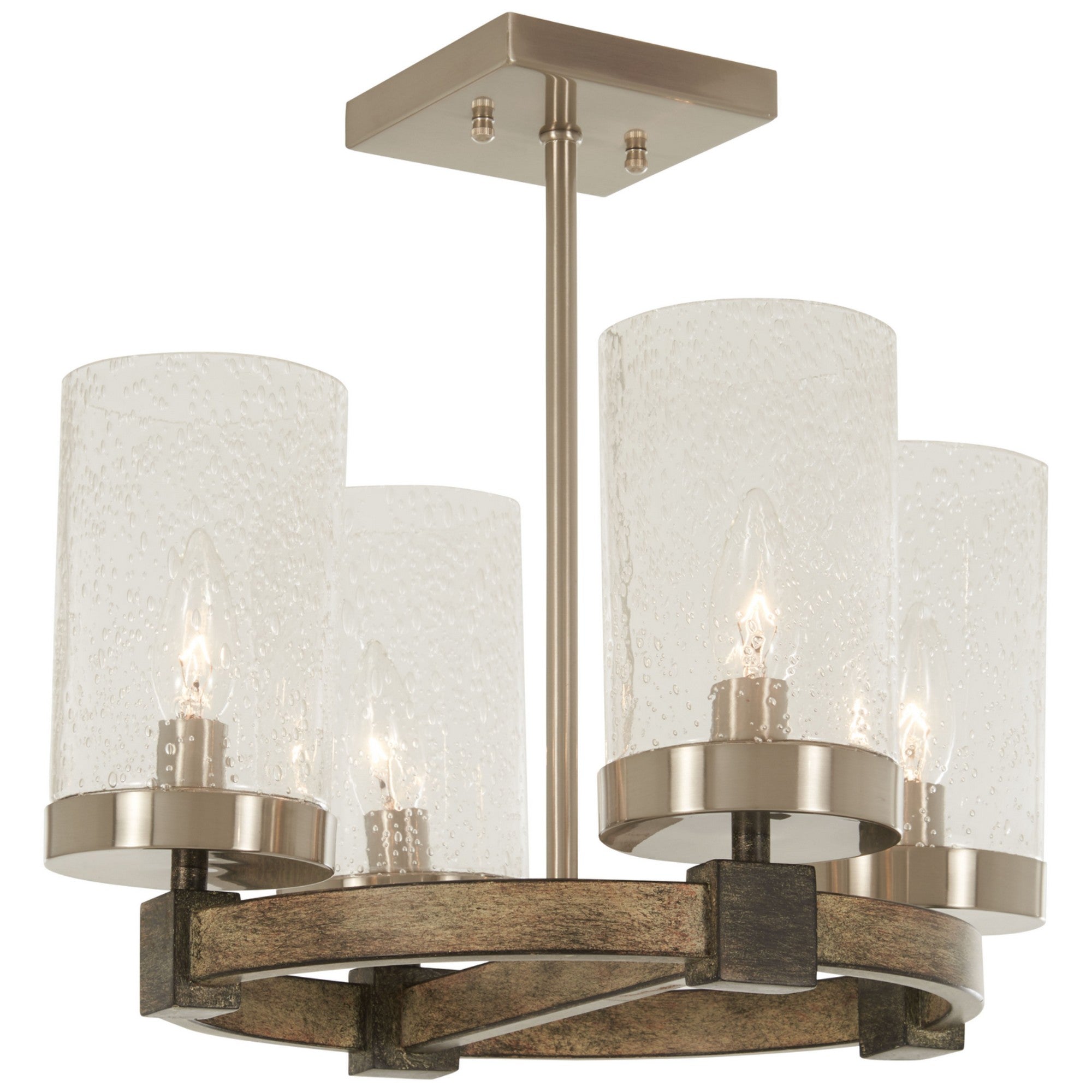 Bridlewood 16" 4-Light Semi-Flush Mount, Stone Grey & Brushed Nickel Finish - Bees Lighting