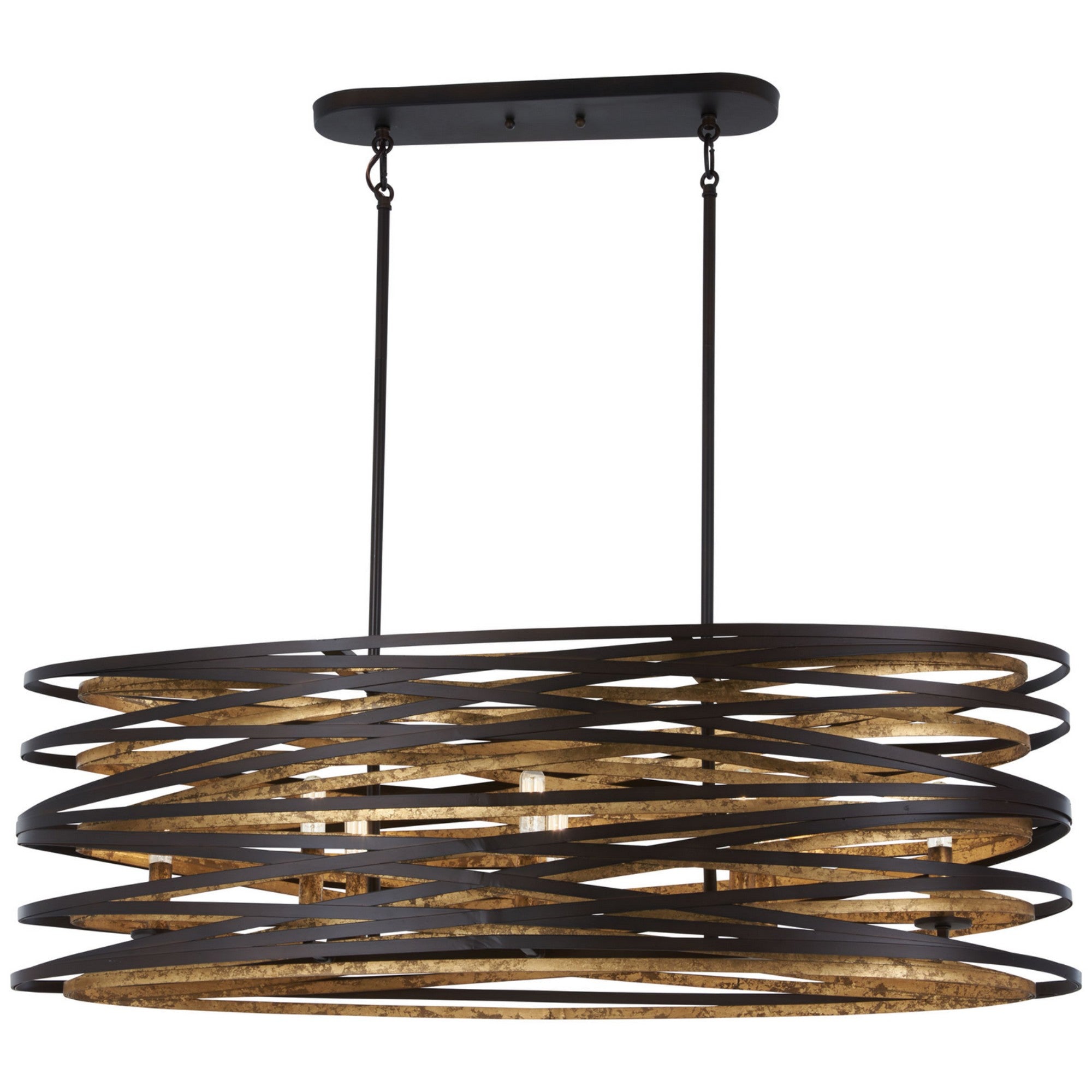 Vortic Flow 40" 8-Light Island Light, Dark Bronze & Mosaic Gold Finish - Bees Lighting