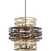 Vortic Flow 30" 18-Light Chandelier, Dark Bronze & Mosaic Gold Finish - Bees Lighting