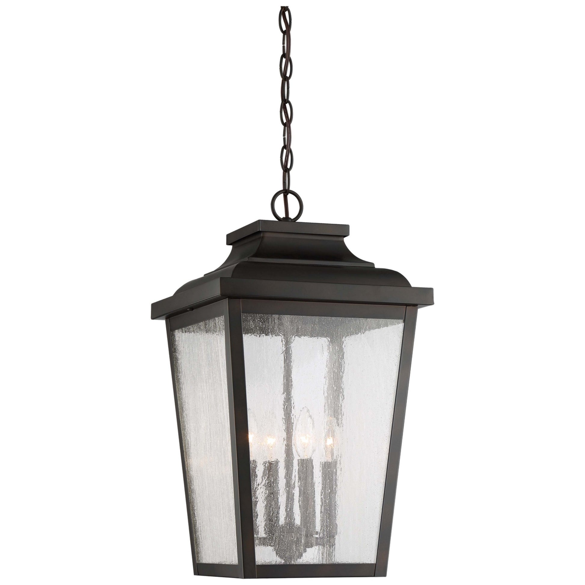 Irvington Manor 22" 4-Light Outdoor XL Chain Hung with Clear Seeded Glass, Chelesa Bronze Finish - Bees Lighting