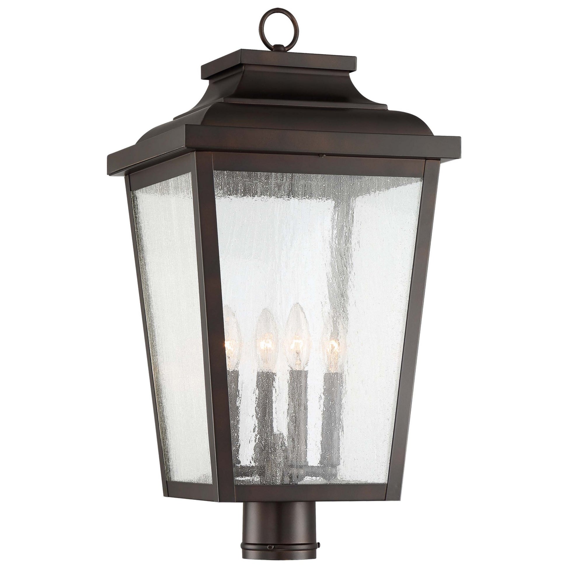 Irvington Manor 24" 4-Light Outdoor Post Mount with Clear Seeded Glass, Chelesa Bronze Finish - Bees Lighting