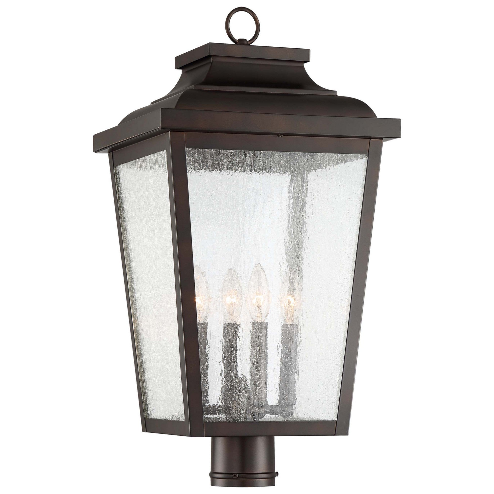 Irvington Manor 24" 4-Light Outdoor Post Mount with Clear Seeded Glass, Chelesa Bronze Finish - Bees Lighting