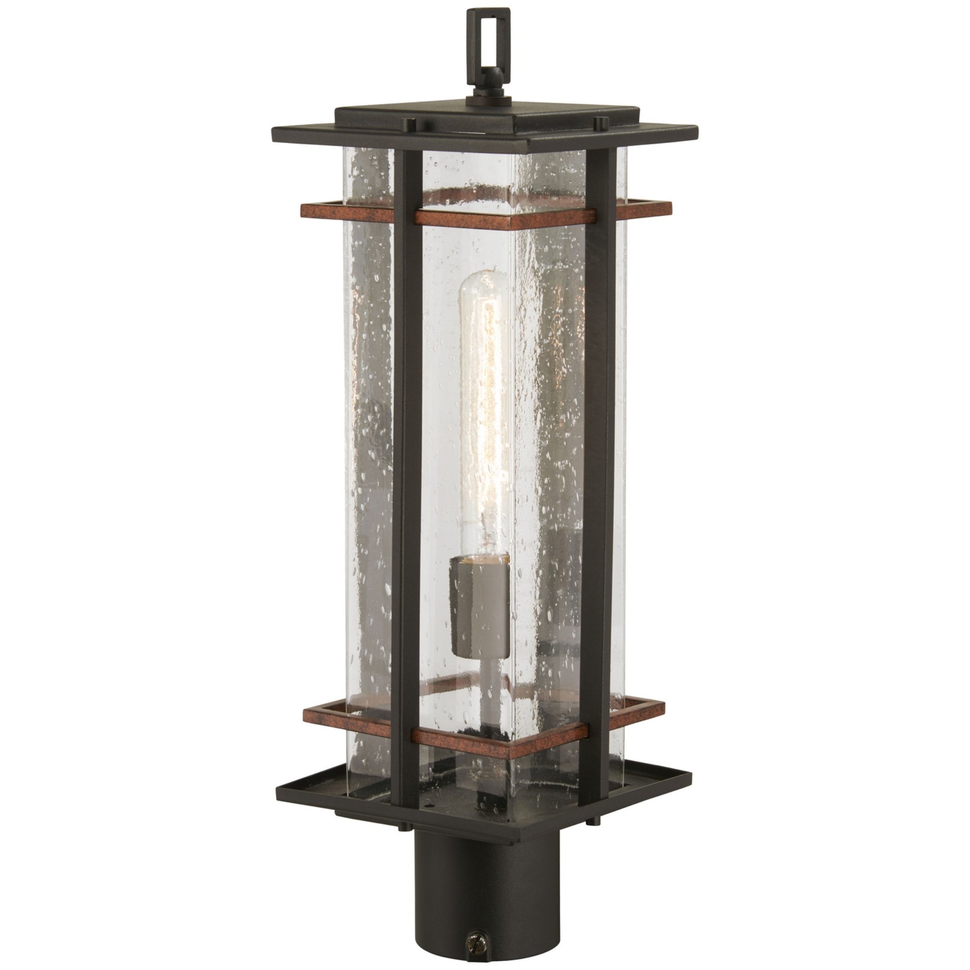 San Marcos 20" Outdoor Post Mount, Coal & Antique Copper Accents - Bees Lighting