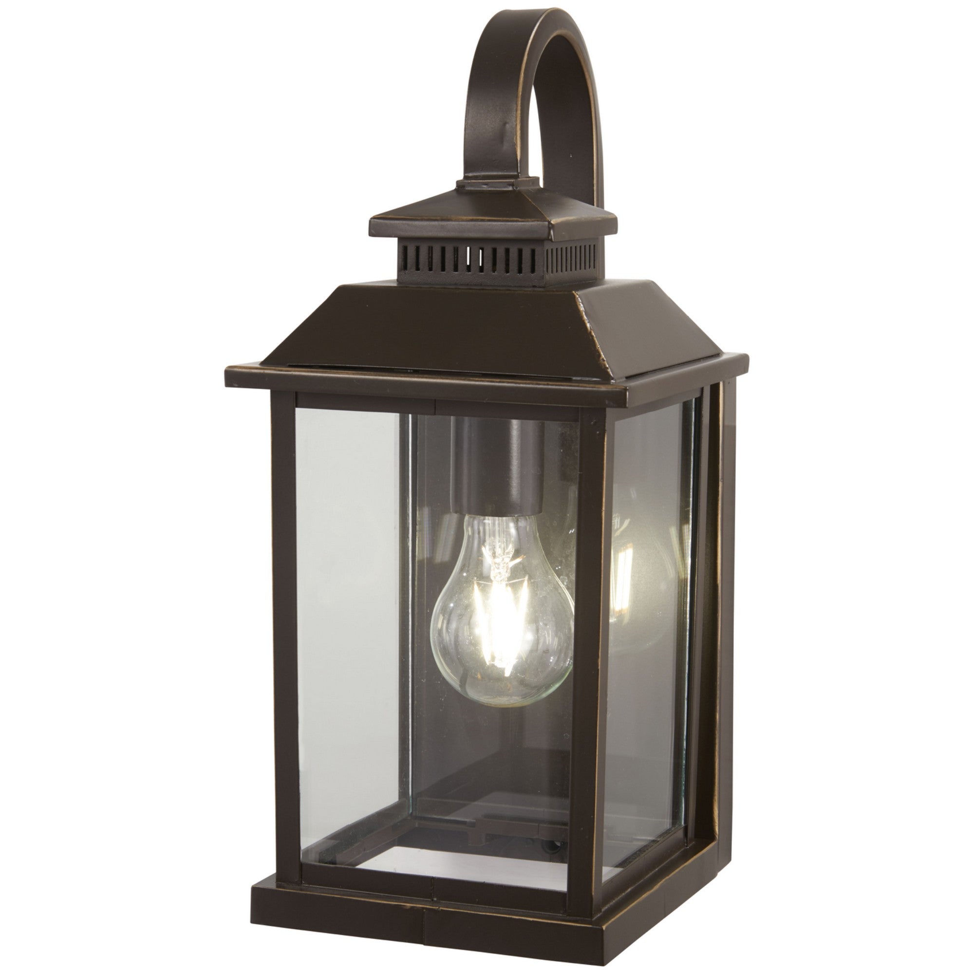 Miner's Loft 15" Outdoor Wall Sconce, Oil Rubbed Bronze & Gold Highlights - Bees Lighting
