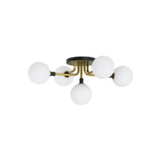 Viaggio 22" 5-Light Flush Mount, Opal & Brass Finish - Bees Lighting