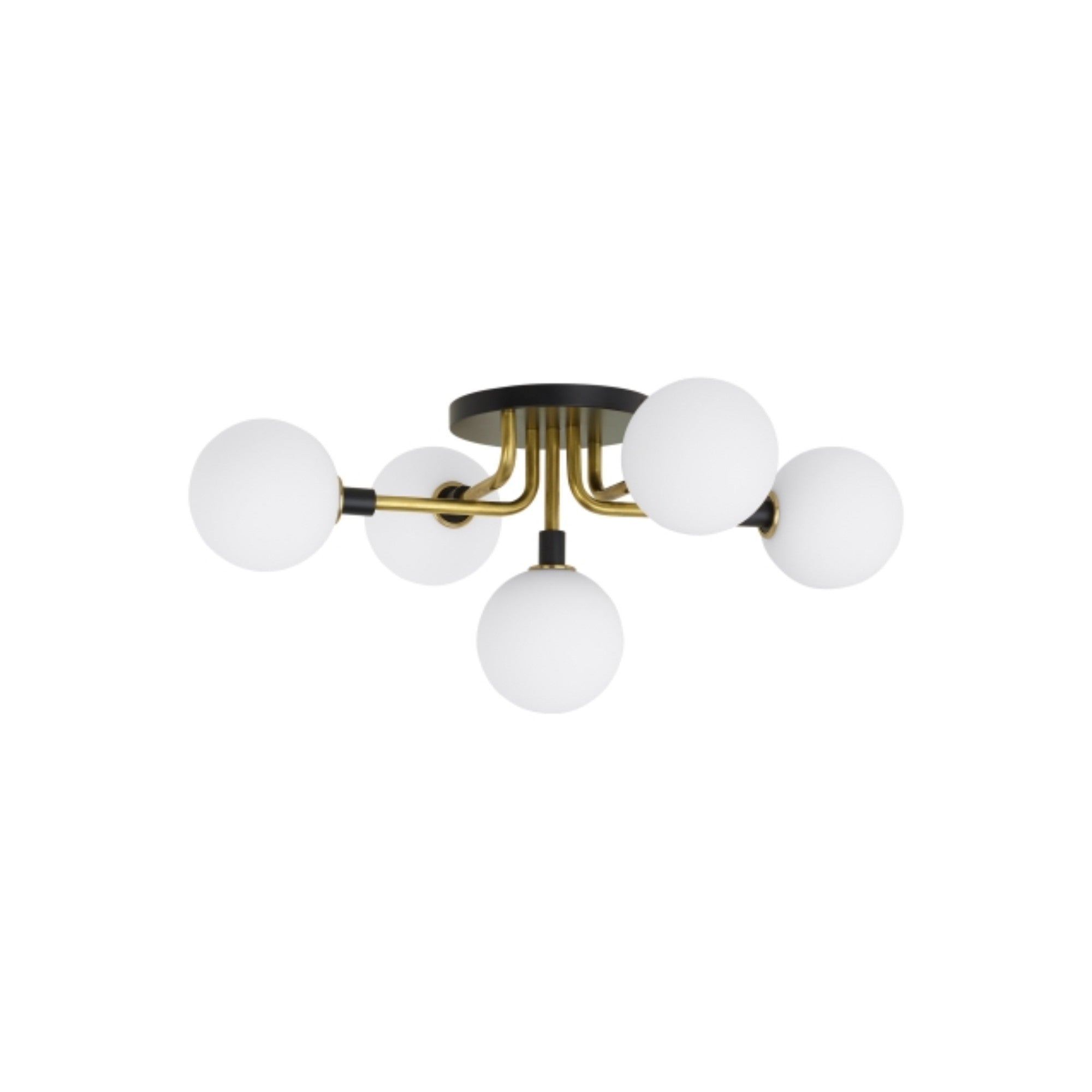 Viaggio 22" 5-Light Flush Mount, Opal & Brass Finish - Bees Lighting