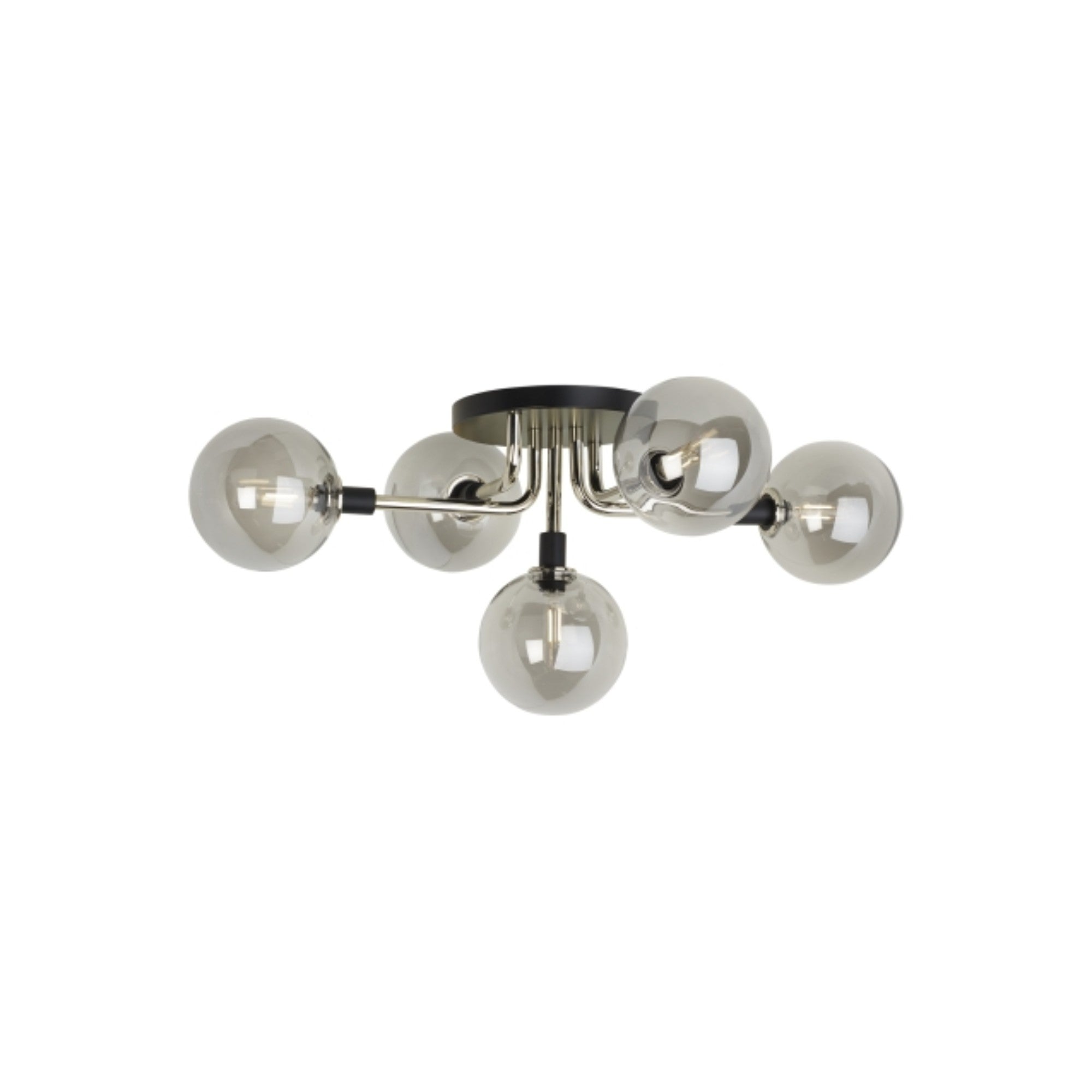 Viaggio 22" 5-Light Flush Mount, Smoke & Polished Nickel Finish - Bees Lighting