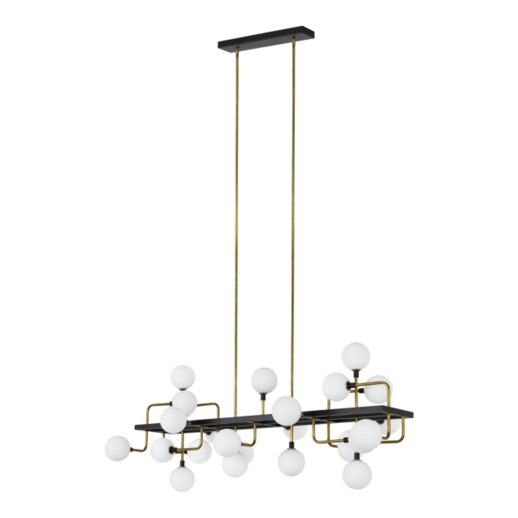 Viaggio 56" 25-Light Linear Chandelier, Opal & Brass Finish - Bees Lighting