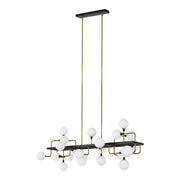 Viaggio 56" 25-Light LED Linear Chandelier, Opal & Brass Finish - Bees Lighting