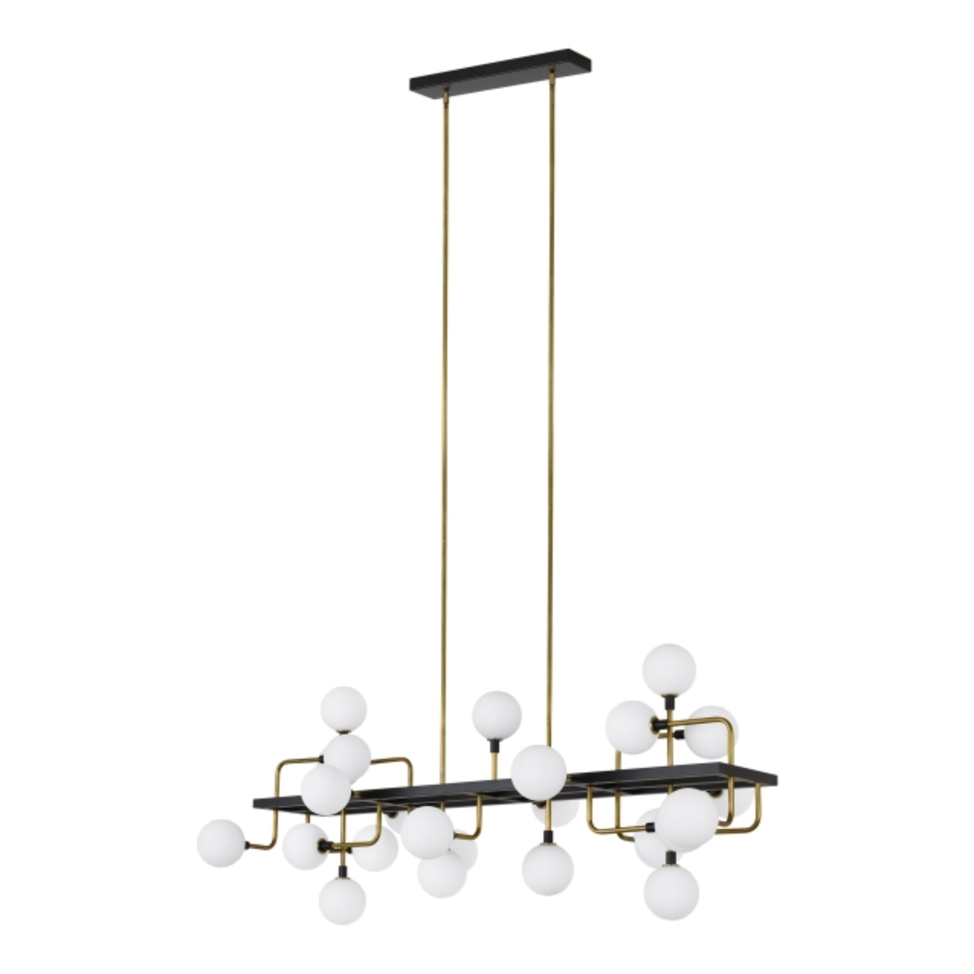 Viaggio 56" 25-Light LED Linear Chandelier, Opal & Brass Finish - Bees Lighting