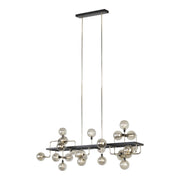 Viaggio 56" 25-Light Linear Chandelier, Smoke & Polished Nickel Finish - Bees Lighting