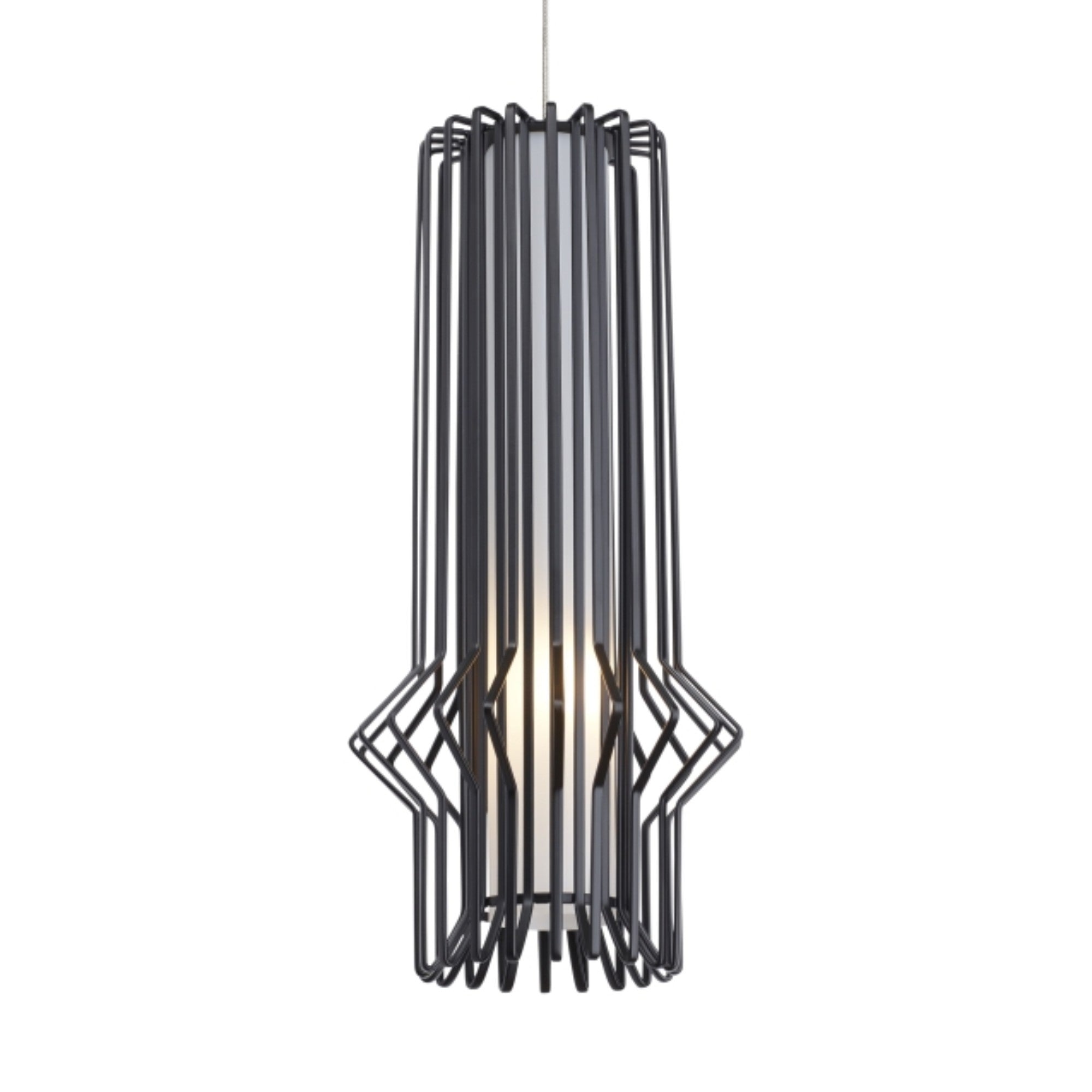 Syrma Monorail LED Pendant, Black / Satin Nickel Finish - Bees Lighting