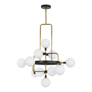 Viaggio 30" 12-Light LED Chandelier, Opal & Brass Finish - Bees Lighting