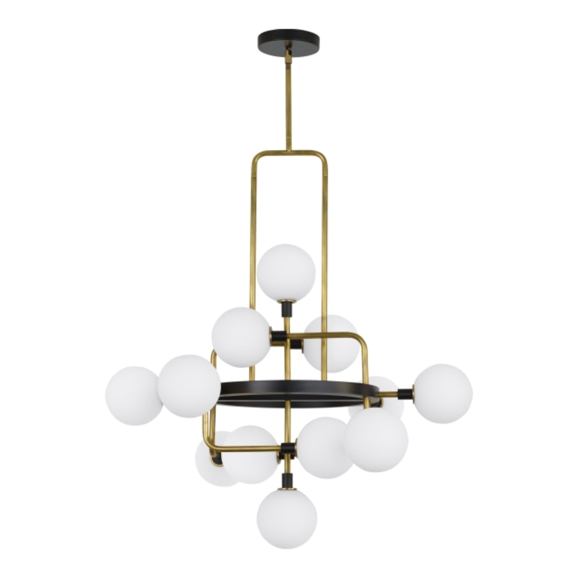 Viaggio 30" 12-Light LED Chandelier, Opal & Brass Finish - Bees Lighting