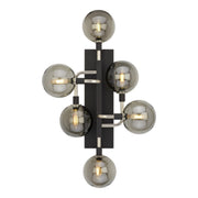 Viaggio 27" 6-Light LED Wall Sconce, Smoke & Polished Nickel Finish - Bees Lighting