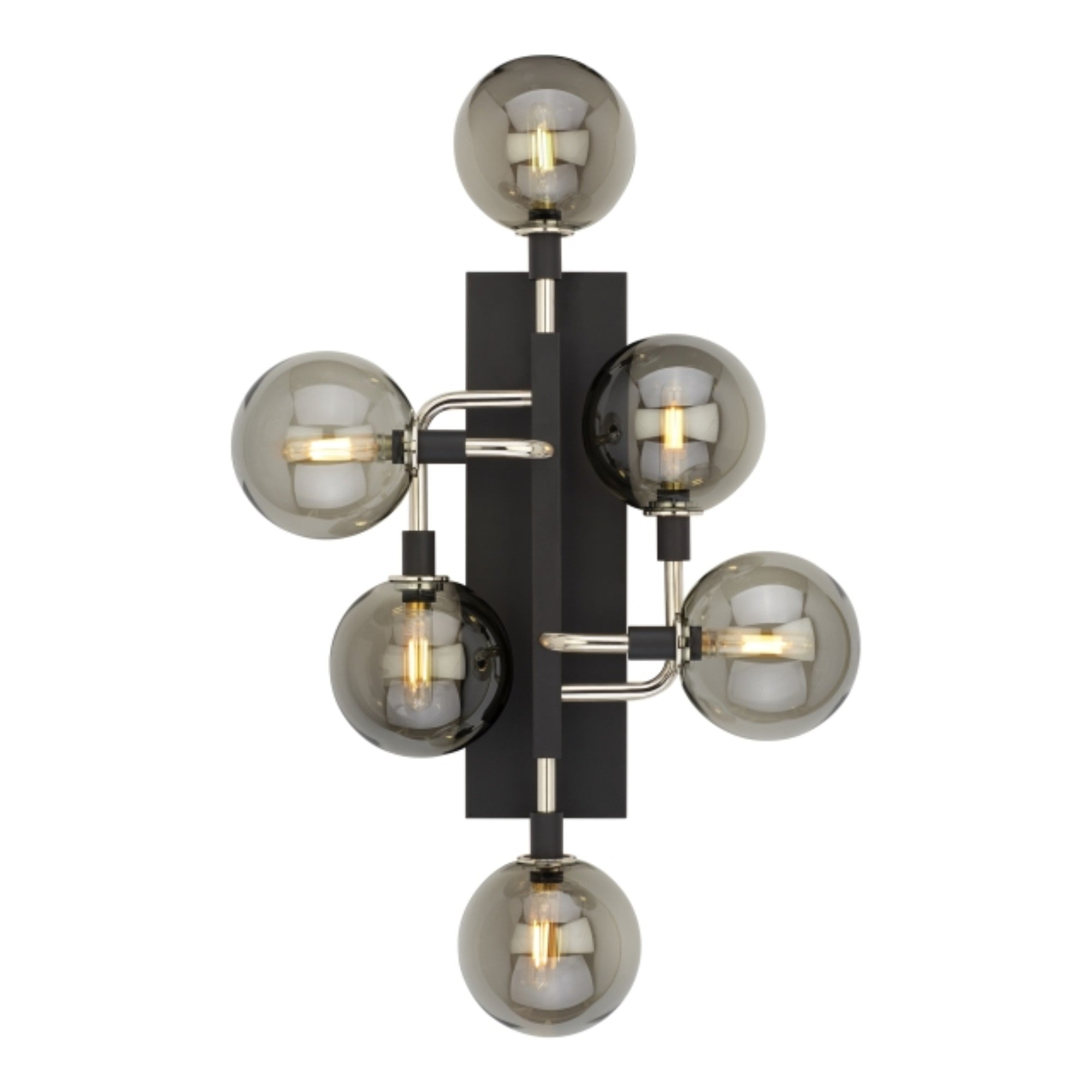 Viaggio 27" 6-Light LED Wall Sconce, Smoke & Polished Nickel Finish - Bees Lighting