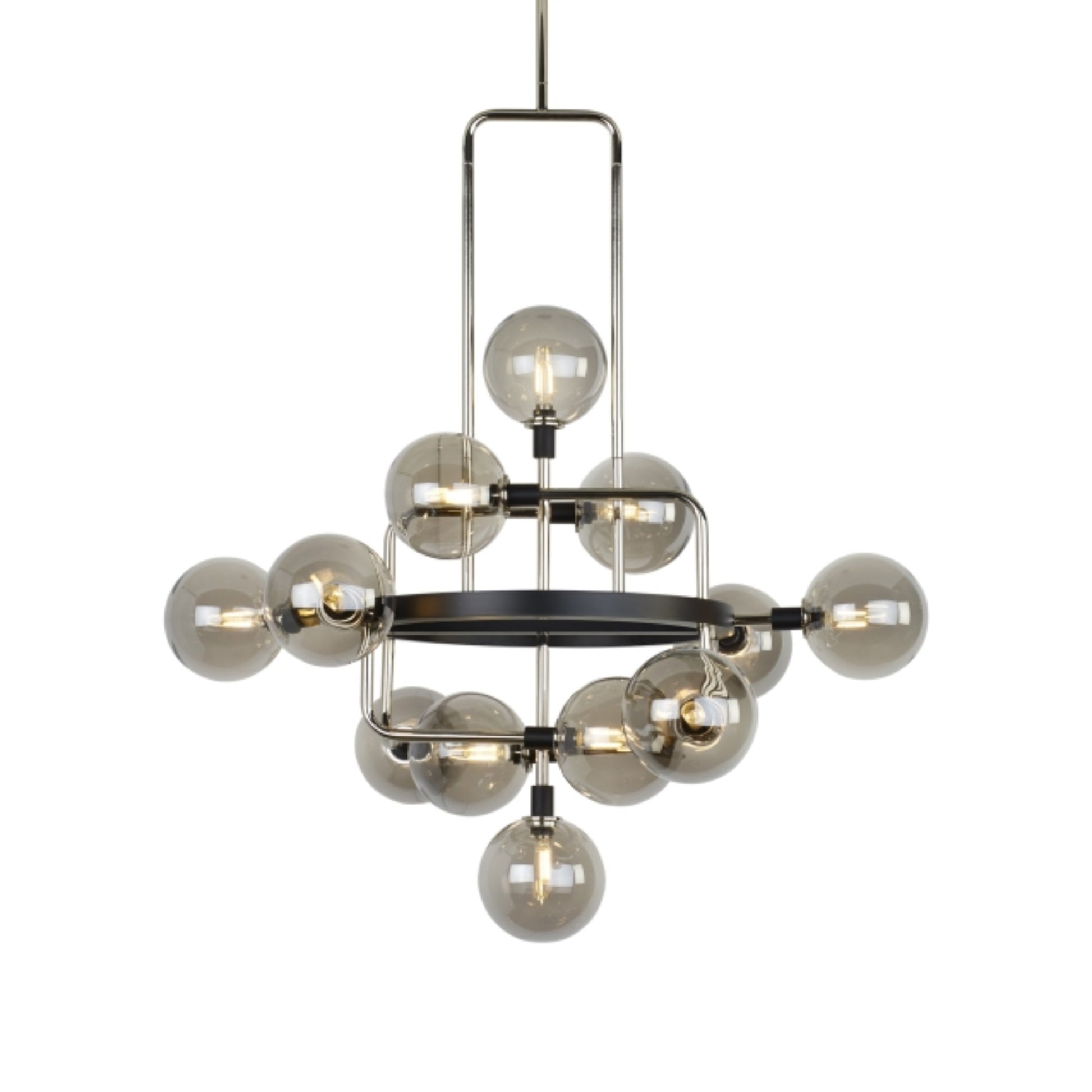 Viaggio 30" 12-Light Chandelier, Smoke & Polished Nickel Finish - Bees Lighting