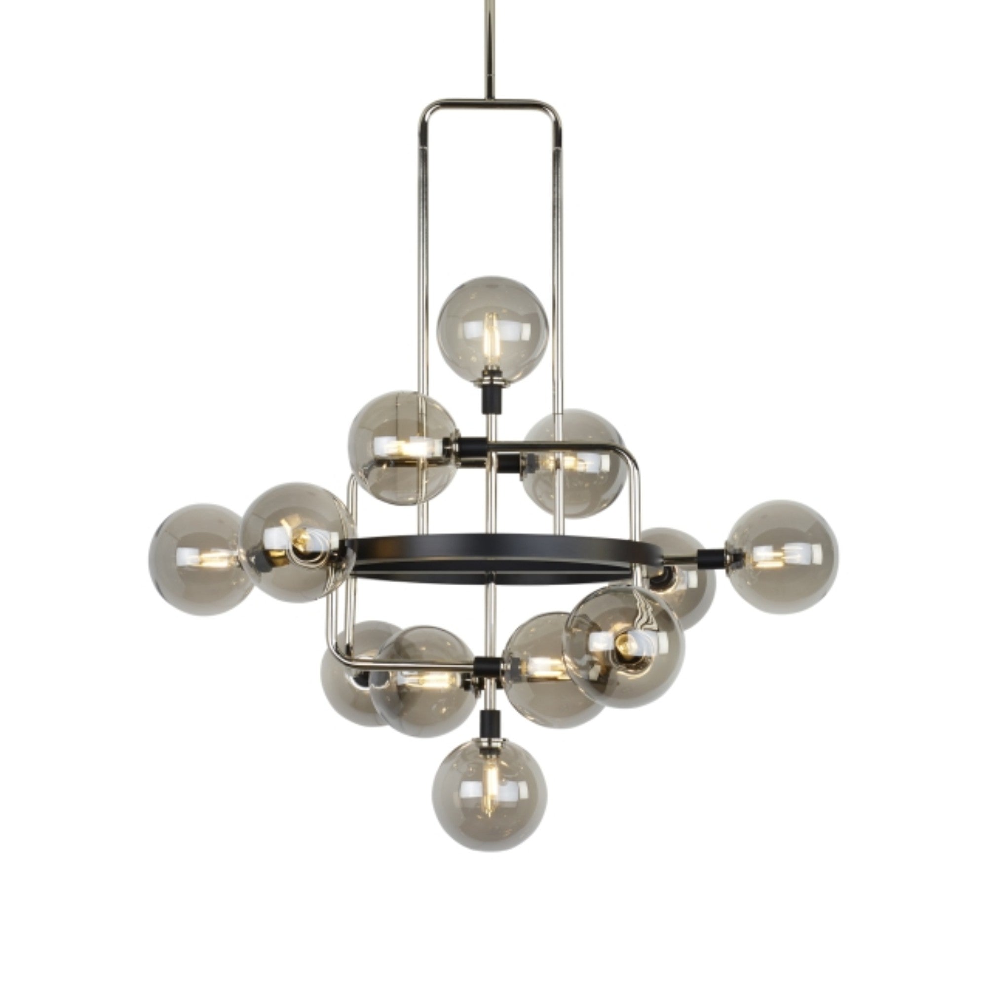 Viaggio 30" 12-Light Chandelier, Smoke & Polished Nickel Finish - Bees Lighting