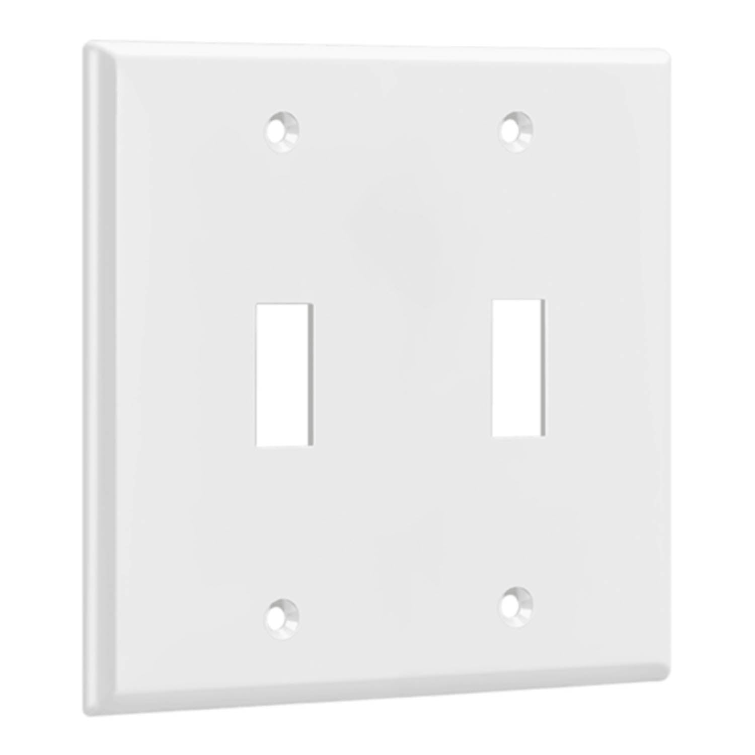 2-Gang Toggle Wall Plate, White - Bees Lighting